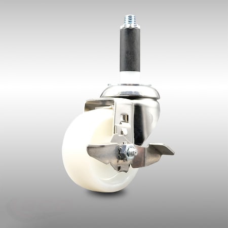 Service Caster 3 Inch 316SS Nylon Wheel Swivel 3/4 Inch Expanding Stem Caster with Brake SCC SCC-SS316EX20S314-NYS-TLB-34